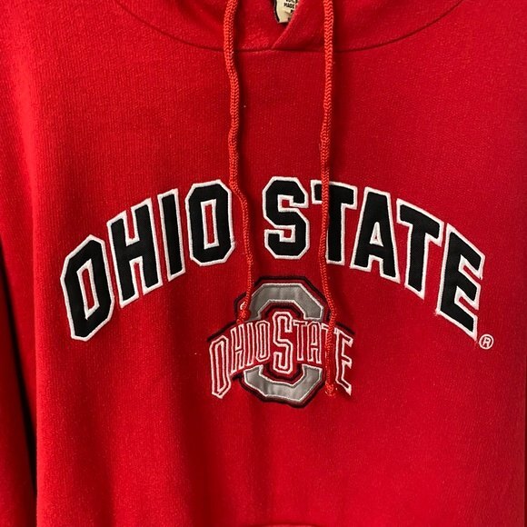 Big Ball Sports Men's Ohio State Drawstring Hooded Long Sleeve Sweater. Red. 2XL - Picture 3 of 7